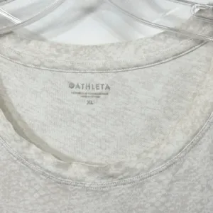 Athleta XL Top Short Sleeve Cotton Snakeskin White Cream Boxy Layering Base 593 thumbnail 9