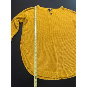 Express Mustard Yellow Shaker Stitch Knit Crew Neck Oversized Sweater Womens‎ M thumbnail 2