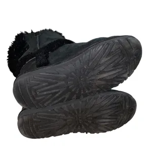 UGG Airehart Black Sheepskin Wool Lined‎ Fold Over Buckle Boots Women's Size 6 thumbnail 8