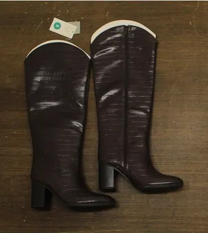 A New Day Womens Cairo Boots Faux Crocodile Block Heel 94568713 Croc Brown 8M thumbnail 1