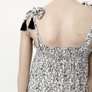 [Old Navy] White Black Floral Print Tassel Tie Straps Swing Dress Size Medium M thumbnail 5