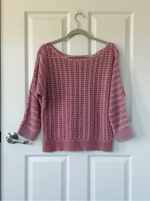 Free People Boomerang Crochet Open Knit Boatneck Sweater in Sweetpea Pink thumbnail 4