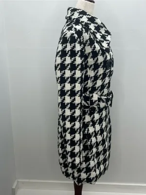 Yoki Collection Women’s Black White Houndstooth Trench Coat Jacket Size Small thumbnail 9
