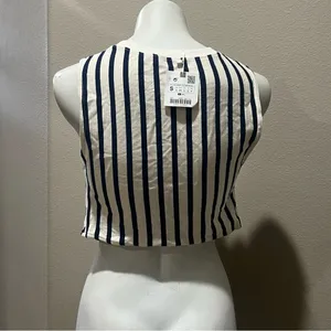 Zara Women's Striped Knotted Crop Tank Top Multicolor Size S thumbnail 9
