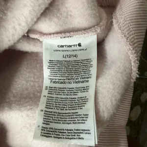 Carhartt Relaxed Fit Hoodie Sweatshirt Light Pink Women Large 12-14 Logo Patch thumbnail 3
