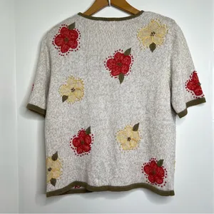 VTG Christopher & Banks Hand Embroidered Sweater Women’s Medium Floral thumbnail 6