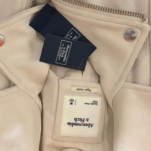 NWT!! ABERCROMBIE & FITCH Vegan Suede Moto Jacket Vegan Cropped Pale Gray Medium thumbnail 10