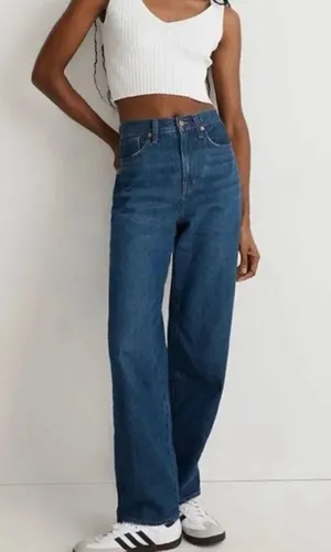 NEW Madewell Baggy Straight Jeans in Dark Worn Indigo Wash 27 thumbnail 1