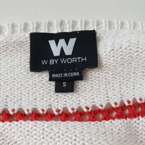 W by Worth Breton Stripe Womens Sweater Sz S Fisherman Nautical Fringe Preppy thumbnail 9