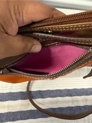 CHAPS Orange Brown Crossbody Bag Small Zip Front Shoulder Purse Y2K Preppy thumbnail 3
