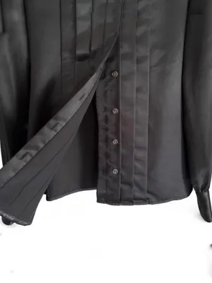 Vintage Women's Black Satin Blouse with Pleated Front Women’s Sz 10 Classic Chic thumbnail 4