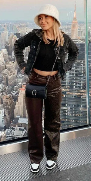 Chocolate Snake Print Faux Leather Straight Leg Pants thumbnail 1