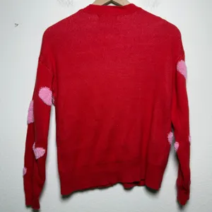 33 Degrees Women Novelty Cardigan Sweater XS Pink Hearts V-Neck Oversized Casual thumbnail 7