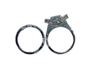 NEW flower fashion ring w/leaf wedding band set 7 thumbnail 6
