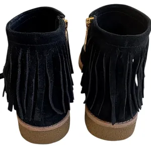 EUC Kate Spade Leather Betsie Fringed Ankle Boots Black Size 6 thumbnail 7