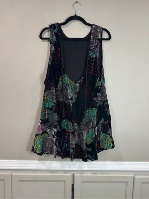 Free People Black Multicolor Velvet Floral Dress thumbnail 2
