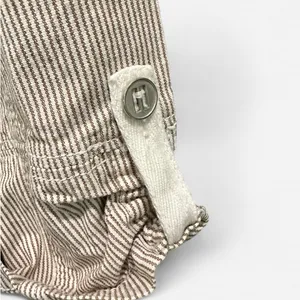 Vintage French Dressing Tan White Pinstripe Funnel Neck Zip Jacket XS Cotton thumbnail 7