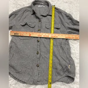 Hollister Boyfriend Fit gray white houndstooth flannel jacket shacket shirt XS thumbnail 8