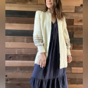 Vintage 70s AJ Seattle Mohair Blend Longline Cream Cardigan Made in USA Small thumbnail 11