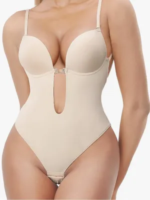 Decorus Shapewear Backless Bodysuit Plunge: Low back Shaper thumbnail 1