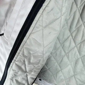Castle Streetwear White Gray Full Zip‎ Lined Mock Neck Motorcycle Jacket Size 10 thumbnail 11
