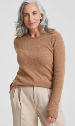 Charter Club Luxury Cashmere Crewneck Sweater Tan Sz Large Minimalist Classic thumbnail 1