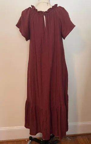 Anthropologie Maeve Burgundy Maxi Dress thumbnail 2