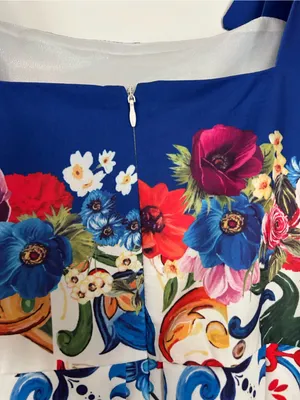 Dalia Macphee Floral Mosaic Tile Print Sleeveless Shoulder Tie Dress Pleat Skirt thumbnail 10