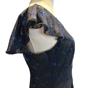 Black Dress Blue Sequin Formal USA Southeastern Performance Apparel SZ 10 LBD thumbnail 5
