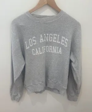 Brandy Melville Los Angeles California‎ Gray Waffle Knit Thermal Sweatshirt thumbnail 1