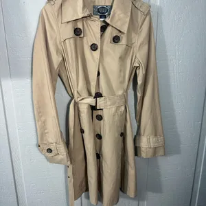 Green Envy Khaki Belted Trench Coat Size Medium EUC thumbnail 2