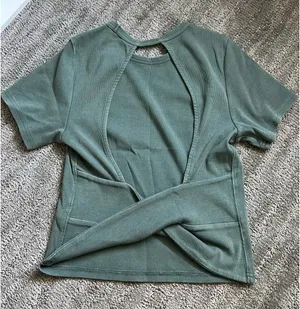 Aerie Twist Open Back Cropped Green Top thumbnail 2