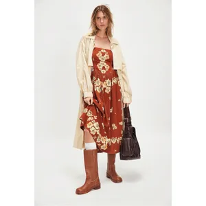 Free People Dainty Cottage Micro Corduroy Until Dawn Midi Dress Brown Large thumbnail 3