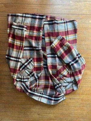 Button Up Shacket Red Size XL thumbnail 2