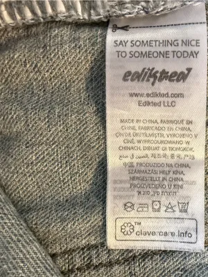 EDIKTED Light Wash Wide Leg Baggy Jeans Womens XL Y2K Double Button thumbnail 8