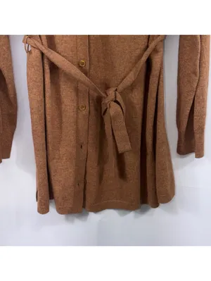 J.Crew Women’s Merino Wool Blend Belted Cardigan Sweater Size M Brown Longline thumbnail 4