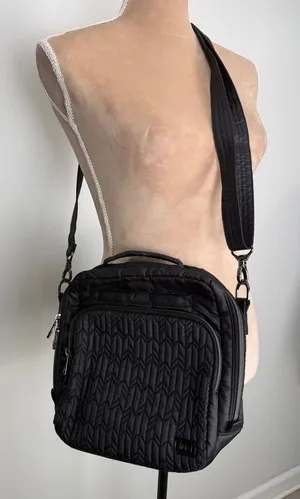 Black Quilted Crossbody Messenger Bag for Women thumbnail 1