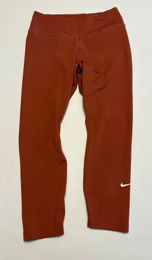 Nike Dri-FIT Leggings Womens Small Terracotta Burnt Orange High Waisted Cropped thumbnail 1