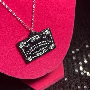 Sterling Silver Spooky Season Ouija Board Necklace 925 Planchette Earrings emo thumbnail 15