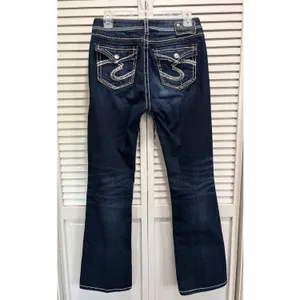 Silver Jeans NATSUKI Flap Bootcut Dark Wash‎ Low Rise EmbroideryGems Size 29x31 thumbnail 5