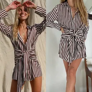 Free People X Jen’s Pirate Booty NEW Amaya Shirt Dress XS Summer Nautical Stripe thumbnail 2