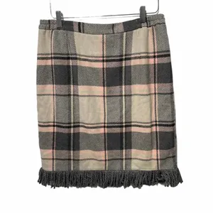 FOR CYNTHIA Skirt Wool Blend Faux Wrap Fringe Plaid Business Casual Office Large thumbnail 6