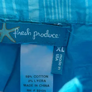Fresh Produce Womens XL Turquoise Blue Cotton Stretch Drawstring Straight Pants thumbnail 5
