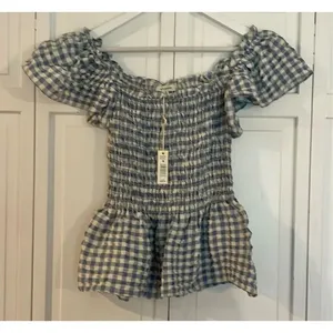 Max Studio NWT blue gingham smocked bust blouse M thumbnail 10