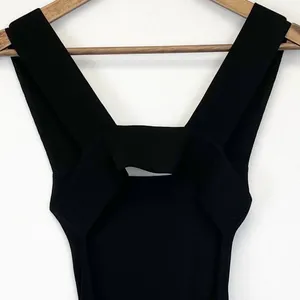 Olivaceous Size S Ribbed Bodysuit Square Neck Cutout Back Thong‎ Black Stretchy thumbnail 6