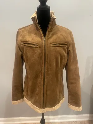 Women’s Brown Shearling-Lined Suede Jacket medium fitted look- bit & bridle thumbnail 1