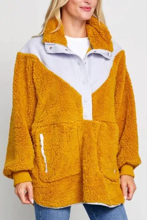 Free People Fall to Rise Quarter Zip Fleece in Honey Mallow Size Small thumbnail 1