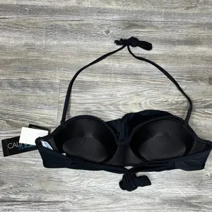 California Waves Women's Black Ruffled Bandeau Bikini Swim Top sz Junior’s S thumbnail 4