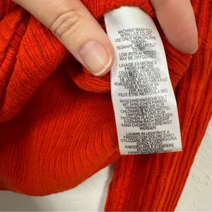 Pilcro and the Letterpress Anthropologie Orange Ribbed Knit Crew Neck Sweater Womens XL Fall Casual thumbnail 4