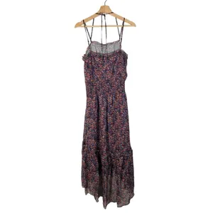Parker‎ Amethyst Floral Silk Chiffon Purple & Red Floral Midi Dress M thumbnail 4